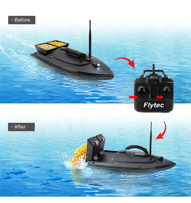 Flytec RC Boat Electric Fishing Bait Fish Finder 1.5KG 2Hours 500M Control distance5.4km/h Double Motor Toys Kit / RTR Version