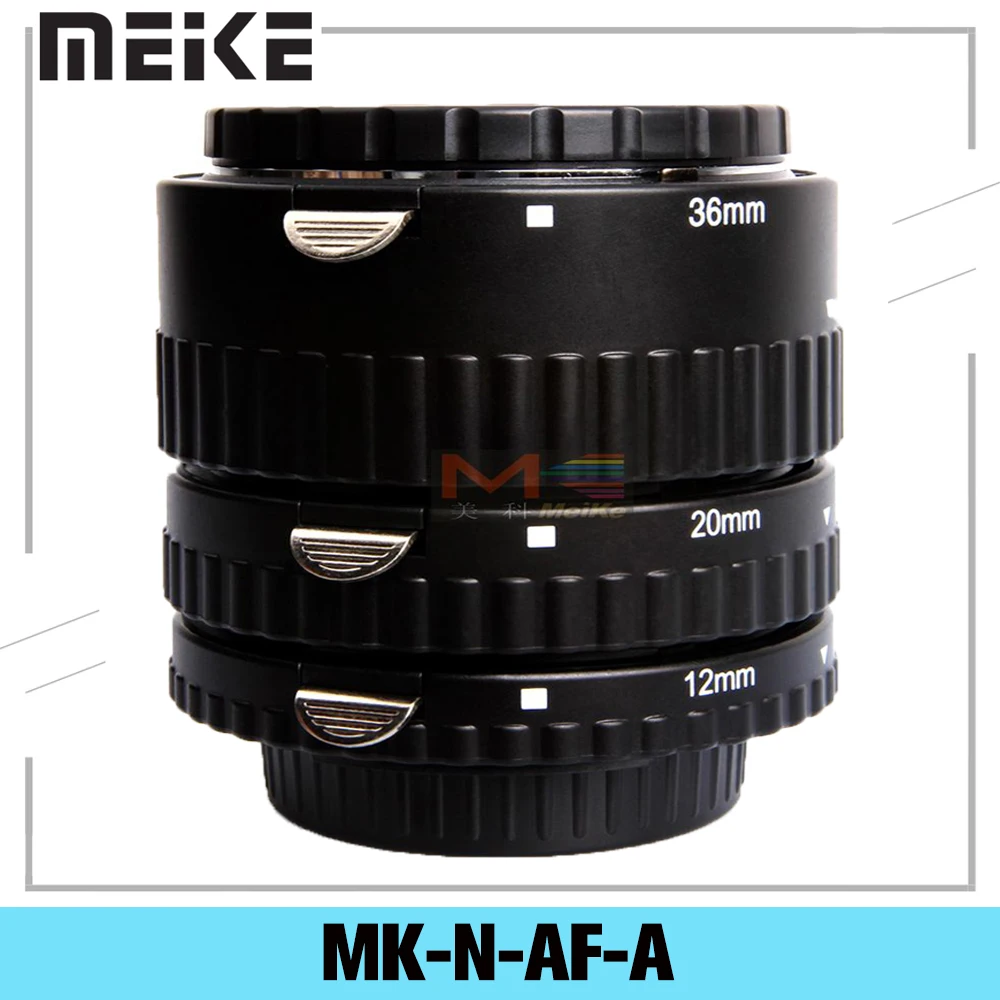 Meike MK-N-AF-A Metal Auto Focus AF Macro Extension Tube Set 12 20 36mm Adapter Ring For Nikon Digital SLR Camera Lens