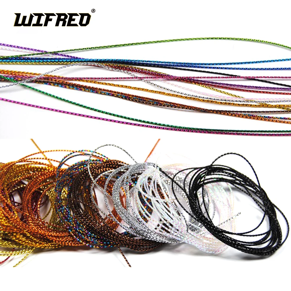 WIFREO 1PC / 2 Yard Fly Tying Glitter Rib Chironomid Nymph Braid Line Fly Tying Material Black Pearl Red Gold Silver Brown Color