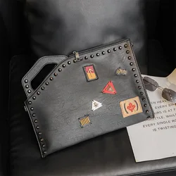 Pochette à Rivets en Cuir PU pour Homme, Sac à Main de Luxe à Bandoulière, Nouvelle Collection