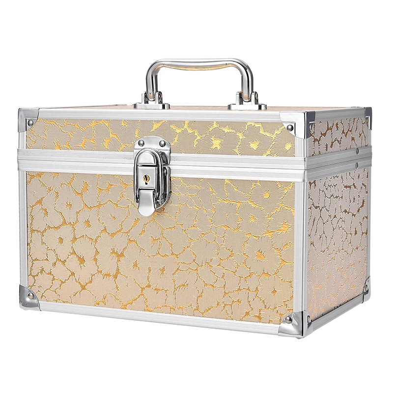 Silver Butterfly Printed Cosmetic Case Toolbox Fashion Professional Beauty Manicure Storage Box Waterproof Makeup Suitcase Bag