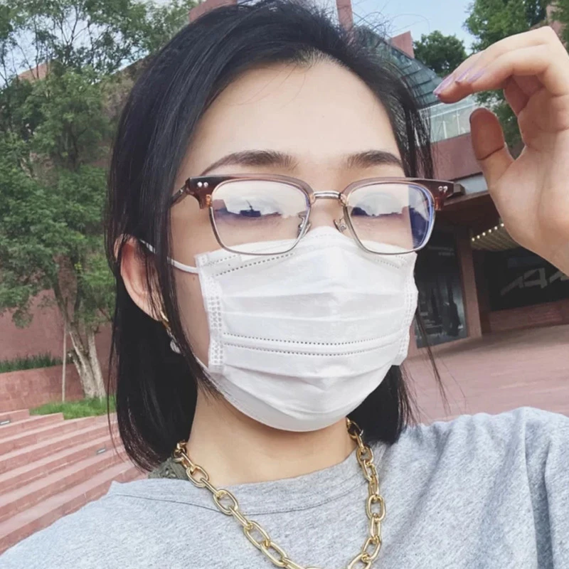 Anti Blue Ray Half Rim Square Myopia Glasses Finished Metal Rice Nail Frame Student Prescription Spectacles 0 -0.5 -0.75 To -6.0