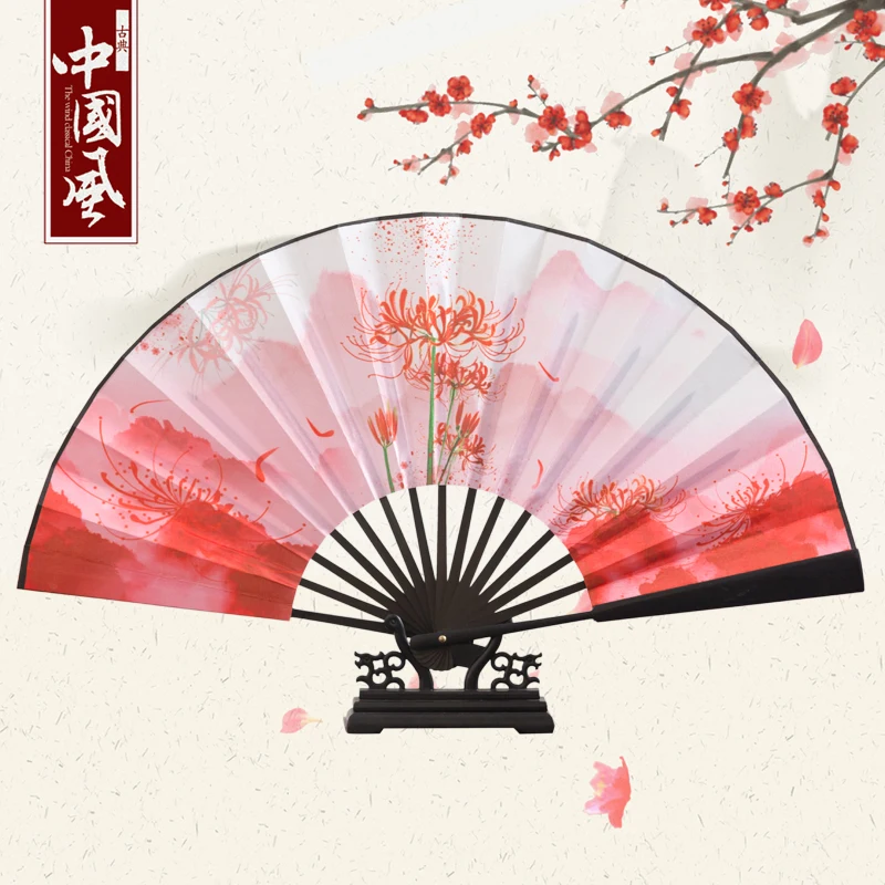 Picture 4: Chinese style outdoor decorative large folding fan Thickened bamboo durable hand fan Han clothing accessories portable hand fan