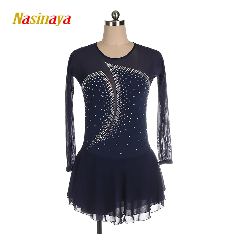 Nasinaya Figure Skating Dress Customized Competition Women's Children's Blue Shiny Rhythmic Gymnastics Performance Clothing