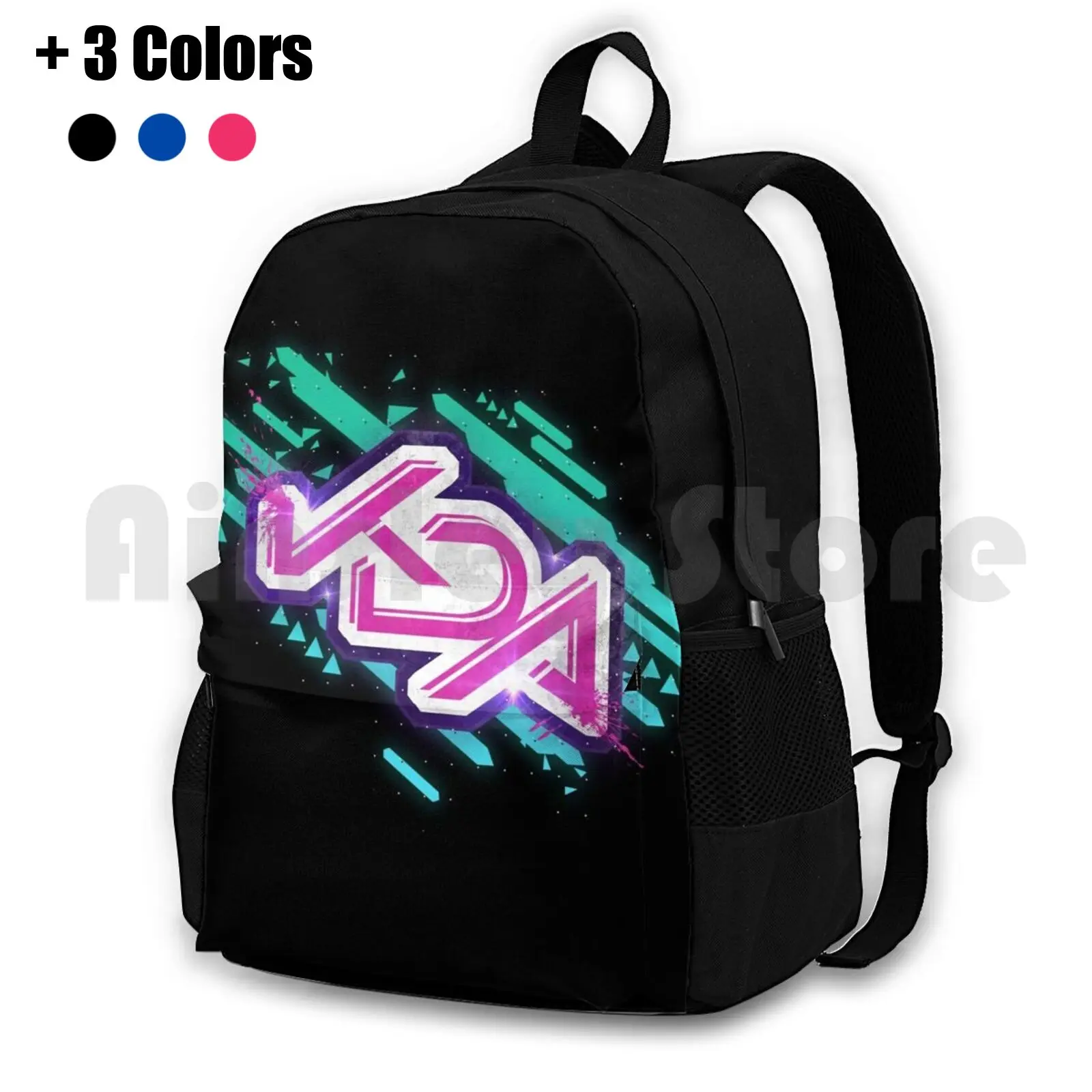 Kda Glitched Outdoor Hiking Backpack Waterproof Camping Travel Kda K D A Leauge Of Legends Kpop K Pop Ahri Akali Evelynn