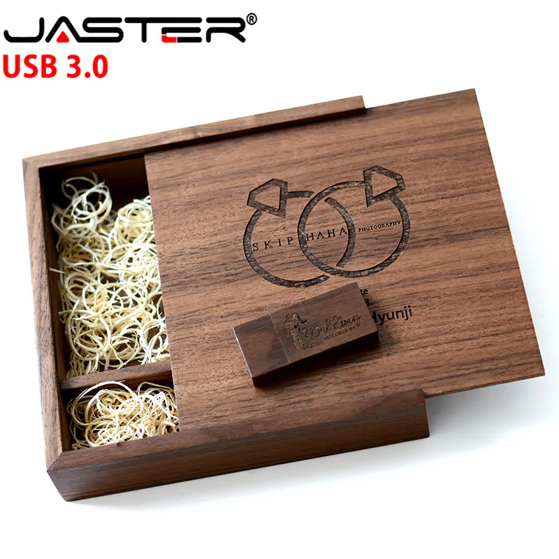 JASTER-álbum de fotos de arce con USB 3,0, unidad flash usb + caja, Pendrive, 4G, 16GB, 32GB, 64GB, fotografía, regalo de boda, 170x170x35mm