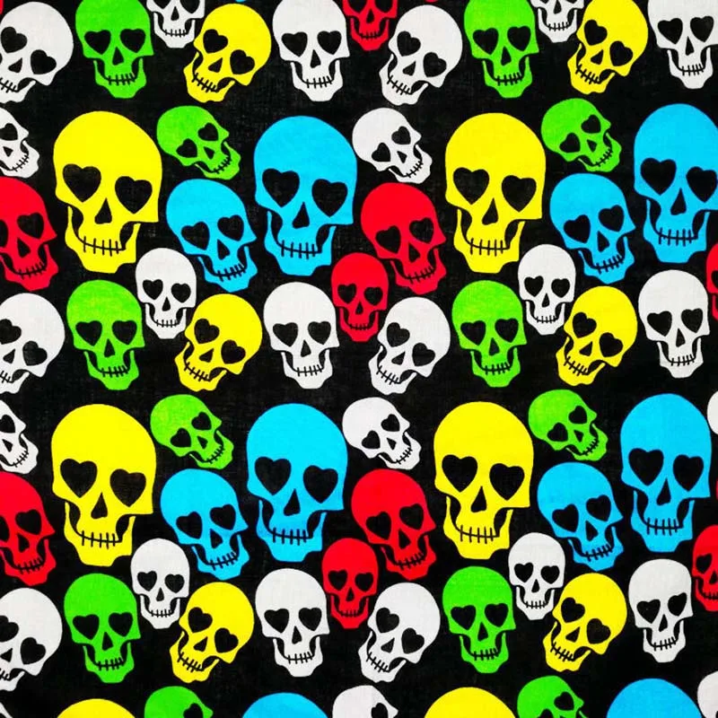 Totenkopf-Bandana, modisch, Hip-Hop, 100 % Baumwolle, quadratischer Schal, schwarz, Paisley-Fahrrad-Stirnband für Damen/Herren/Jungen/Mädchen