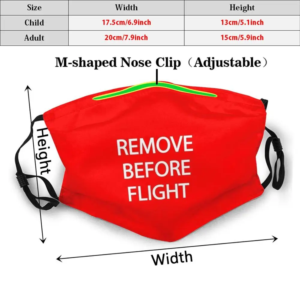 Remove Before Flight Ontwerp Volwassen Kids Anti Dust Filter Diy Masker Luchtvaart Pilot Vliegtuig Vliegtuig Flying Vlucht Fly Avgeek Boeing