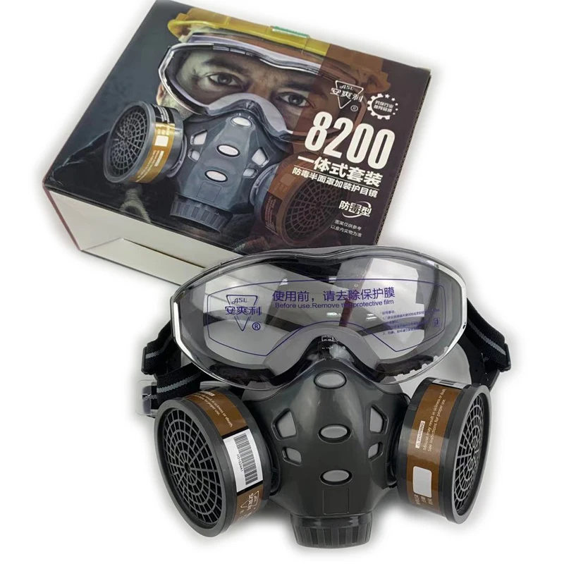 8200 Protective Dustproof Safety Half Full Face Mask Gas Mask With Glasse Spray Paint Chemical Pesticide With Filters Respirator