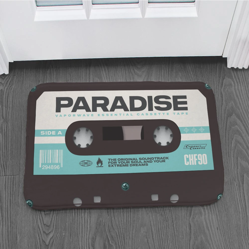 

New Flannel Soft Doormat Fun Retro Music Tape Decor Rugs Living Room Kitchen Bathroom Anti-slip Floor Mat Children Room Mats