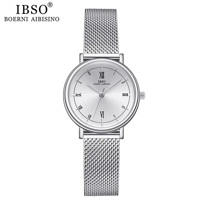 IBSO Women Bracelet Watch Fashion Geneva Designer Japan Quartz Sliver Stainless Steel Female Gift Wristwatches Relogio Feminino