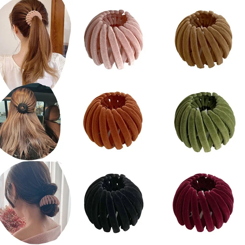 

Velvet Bird Nest Expanding Hairpins Hair Claws Fashion Hair Accessories for Women Ponytail Headwear Horsetail Buckle Hair Clip