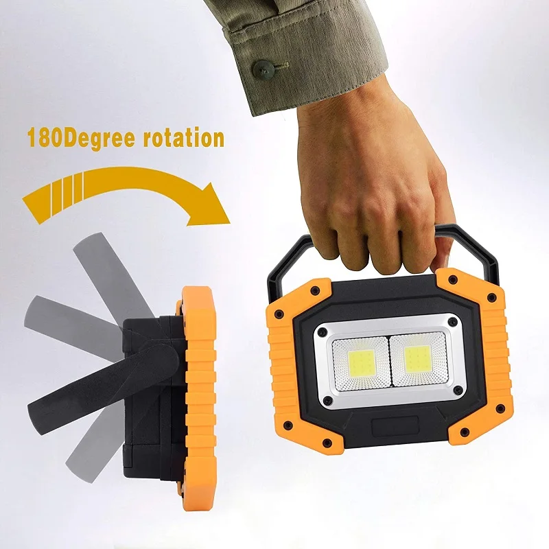 Projecteur LED COB Portable Super Lumineux, Lampe de Travail, Projecteurs Rechargeables, Lampe Extérieure, Urgence 100, 18650 W