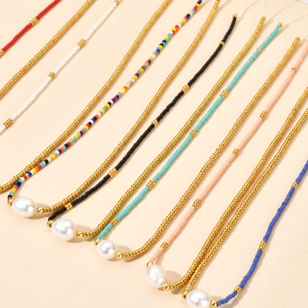 ZMZY Thin Choker Handemade Necklace MIYUKI Beads Natural Pearl Necklaces for Women Girls Gifts Fashion Classic Collar Jewelry