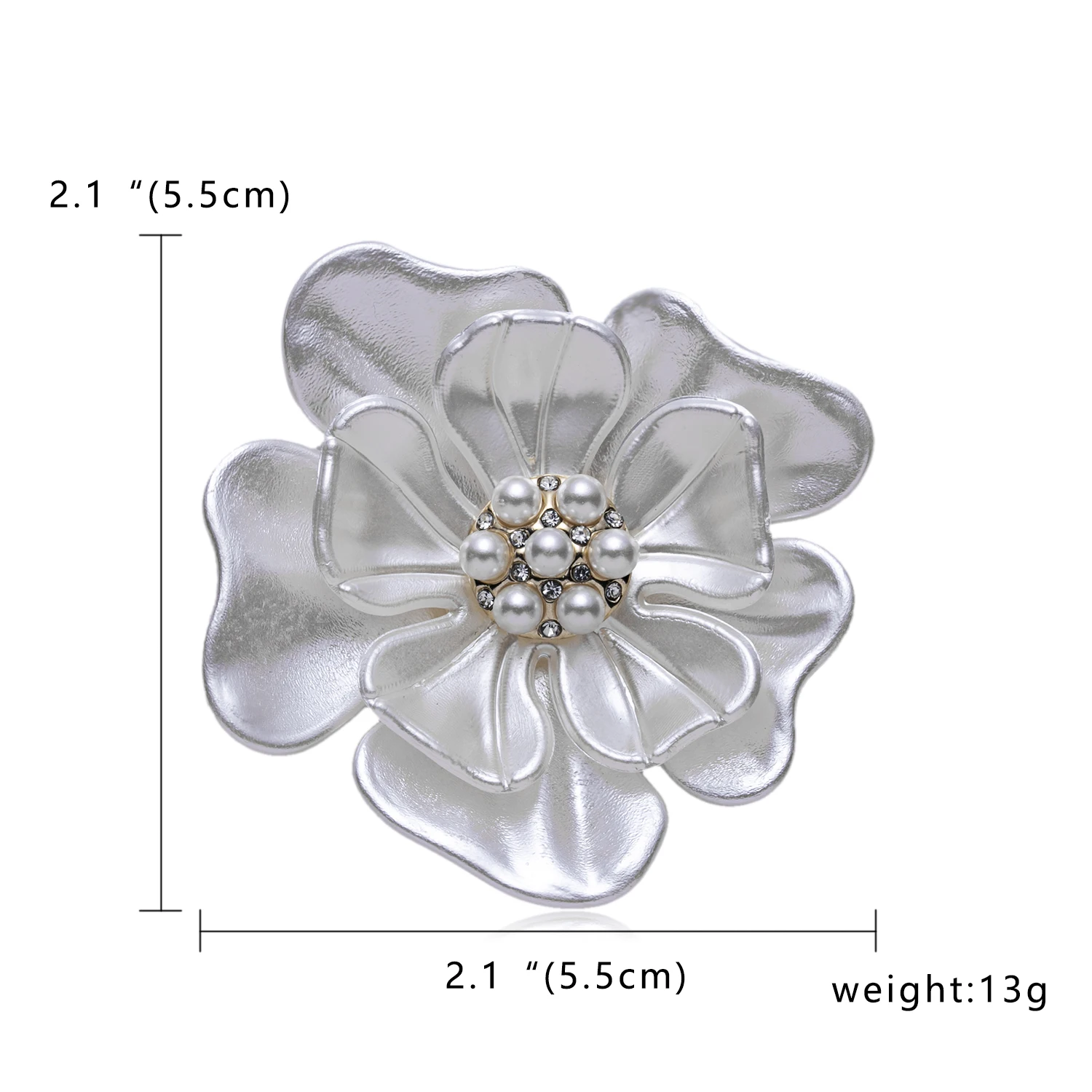 Rinhoo Luxury Big White Camellia Brooches for Women Fashion Imitation Pearls Rhinestone Flower Wedding Bridal Party Pins Jewelry