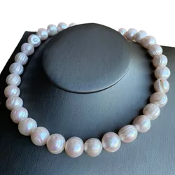 11-12-13-15mm Big Pearl Necklace 100%Natural Freshwater Pearl Jewelry 925 Sterling Silver For Women Fashion Gift