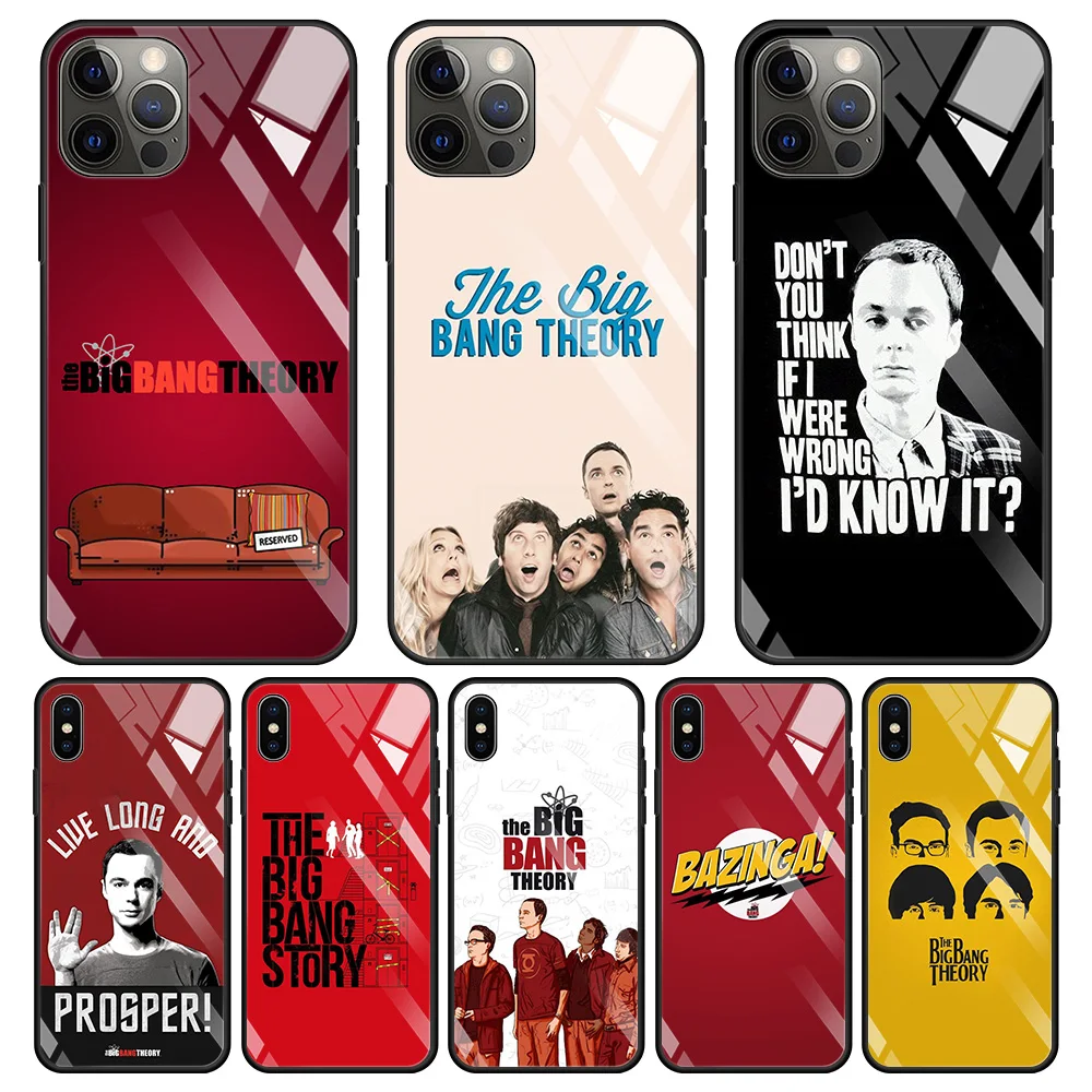 The Big Bang Theory Tempered Glass Case For iPhone 15 14 13 11 12 Pro Max 12 Mini XS XR XS X 7 8 6 6S Plus Caso Cover Shell