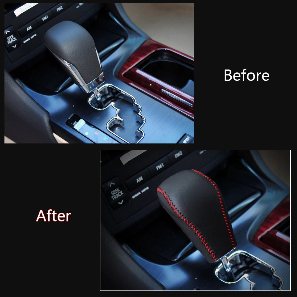 For Toyota Crown 2010 2011 2012 2013 2014 AT 1pc PU Leather Hand Brake Shift Knob Cover Gear Case Car Decor Shift Knob Shell