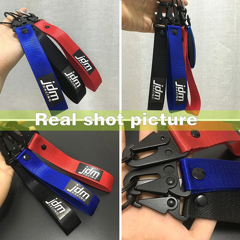 Trendige Auto-Schlüsselanhänger mit Nylonband, Blauem Gurtband und Stahlfederclip, Schlüsselband-Accessoire – Detail 7