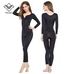 Wechery Shapewear Women Body Shaper Tummy Control Underwear Slimming Bodysuit Plus Size Long Sleeve Shapers