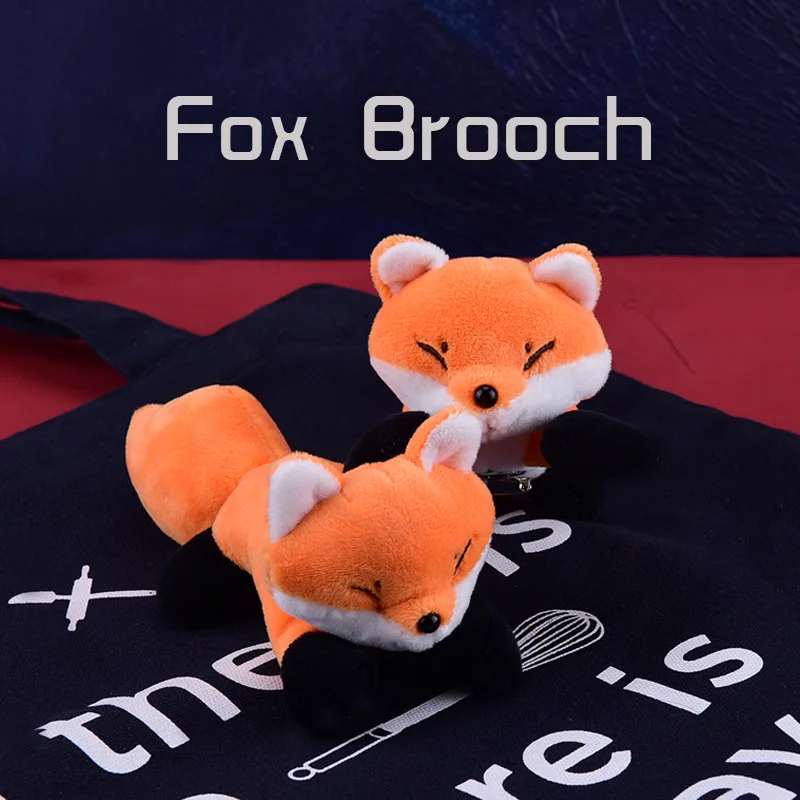 Mini Little Fox Doll Cartoon Plush Brooch Couple Cute Clothes Pin Boys and Girls Schoolbag Bag Pendant Toy Cute Plush Keychain