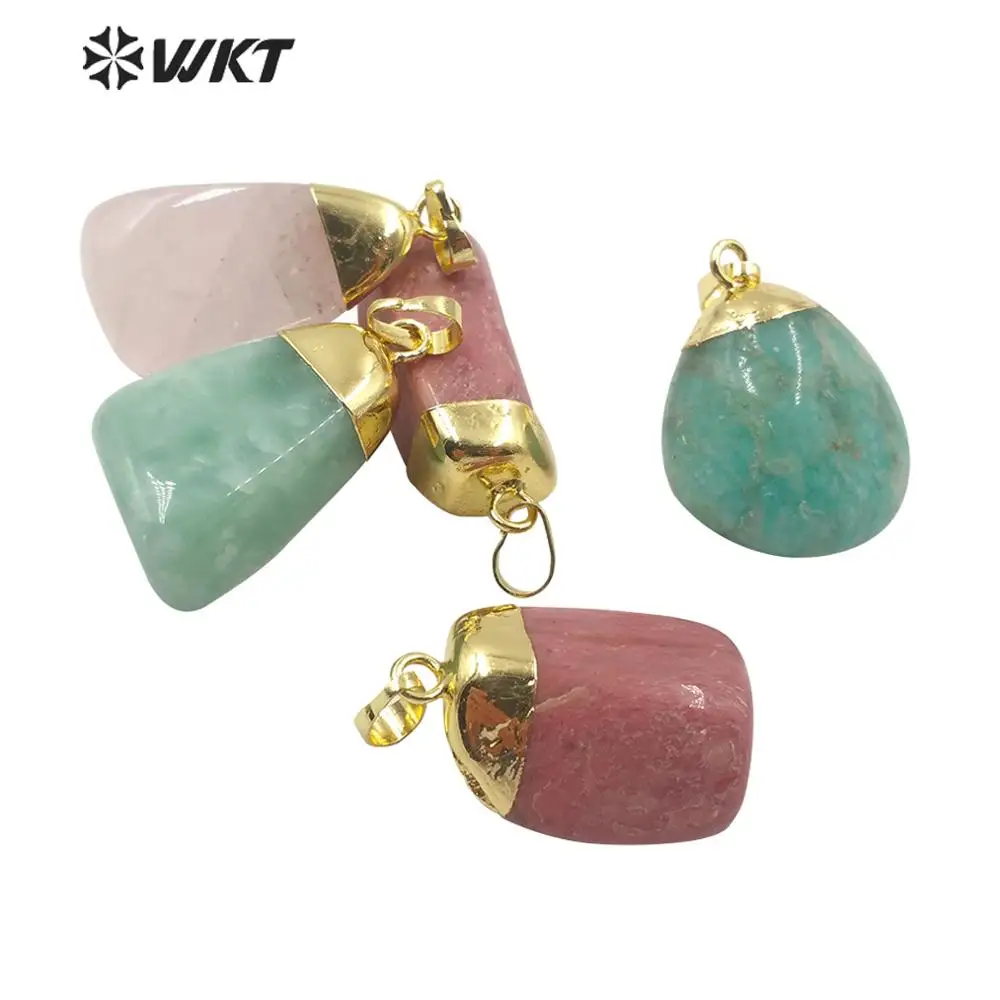 WT-P1522 WKT Optional Colorful Stone Pendant Irregular Shape 18k Gold Electroplated Fashion DIY Jewelry Finding