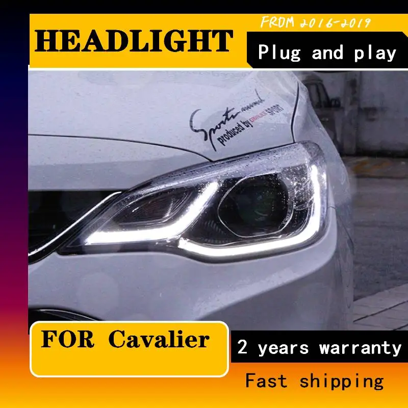 Car Styling For Chevrolet Cavalier Headlight Angel Eyes 2016-2018 For Cavalier LED Light Bar Bi Xenon Lens H7 Xenon Day Light