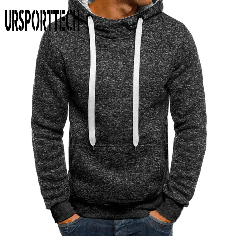 URSPORTTECH Hoodies Men Spring Autumn Fleece Long Sleeve Hooded Sweatshirt Man Fashion Casual Jacquard Hoodie Man Clothing