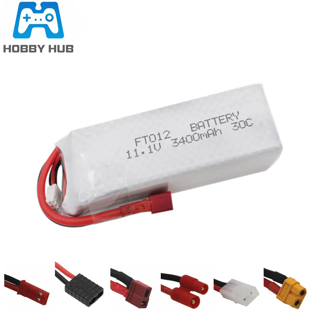 

11.1V 3400mah 30C RC Lipo Battery For Feilun FT012 Huanqi 734 RC boat Helicopter Quadcopter Parts 3s 11.1v lipo battery 1pcs