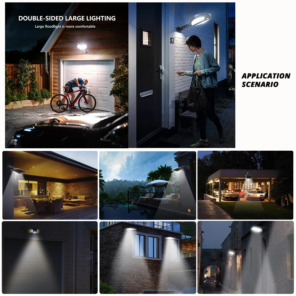 LED Solar Light Powerful PIR Motion Sensor Solar Wall Lamp Waterproof Outdoor Garden Lighting Street Lamps with Remote Control