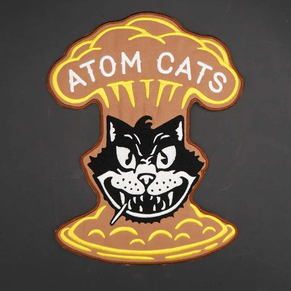 ATOM KATZEN Große Stickerei Biker Slowakisch Patch Aufkleber Für Kleidung