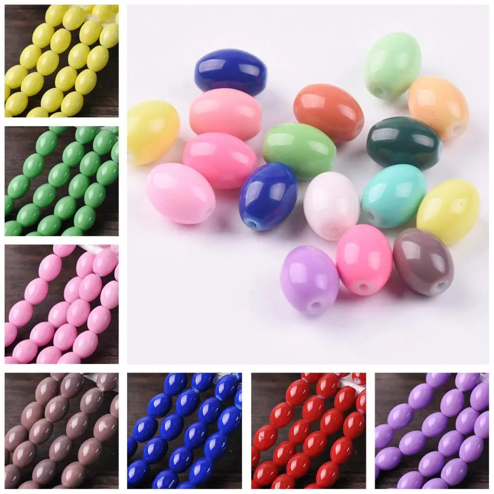 8x6mm 11x8mm Oval şekil kaplı opak cam gevşek takı yapımı için halka boncuk toptan Lot DIY el sanatları bulguları