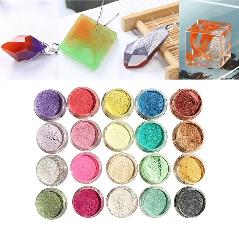 20 Pcs/set Pearlescent Powder Manual DIY Jewelry Filler Crystal Mud Epoxy Resin Color Dye Pigment U4LE