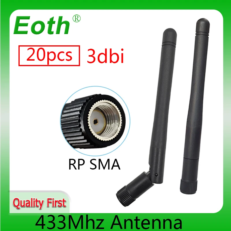 EOTH 20pcs 433mhz antenna 3dbi sma female lora antene pbx iot module lorawan signal receiver antena high gain