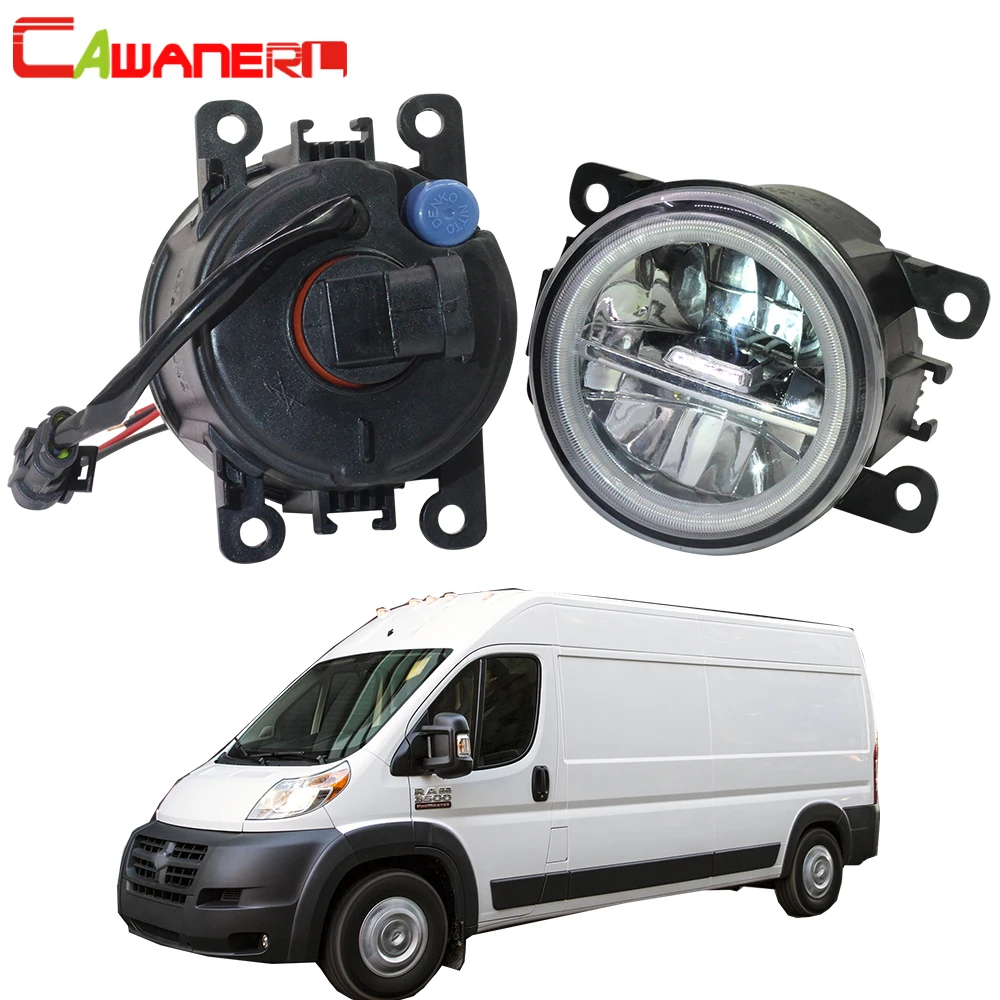 Cawanerl Car H11 LED Lamp Front Fog Light + Angel Eye Daytime Running Light DRL 4000LM 12V For Dodge Promaster 1500 2500 3500