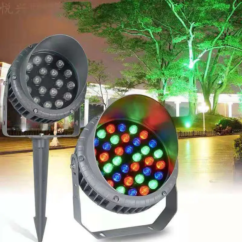 

LED Geographic Spotlight Round Stainless Steel Insert Ground Lawn Light RGB Patio Lighting Garden Lamp Colorful Villa Landscape