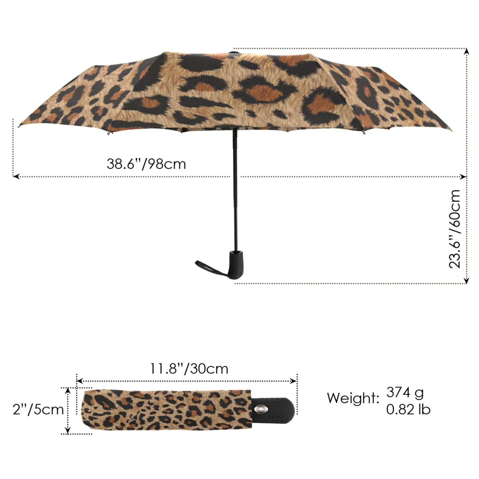 Leopard Print Women\'s Automatic Umbrella Male Rain Sun Protection Three Folding Umbrella Parasol Parapluie For Outdoor Travel