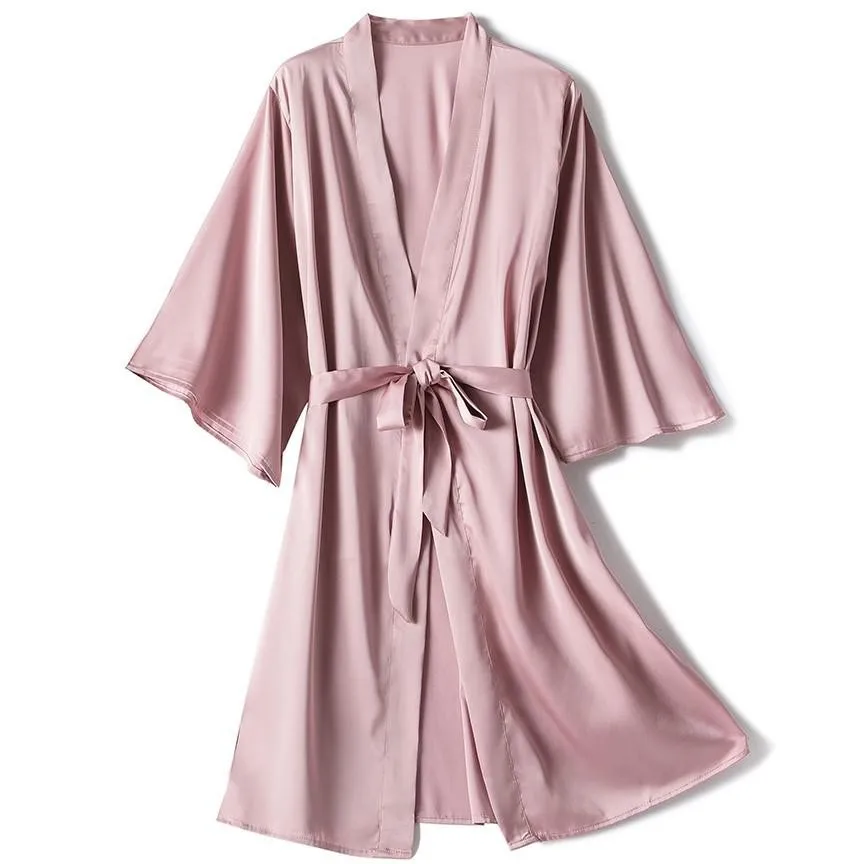 Kimono Bathrobe Gown Female Robe Set Satin Sleepwear Casual Nightgown Bridal Wedding Gift Sexy Nightwear Intimate Lingerie