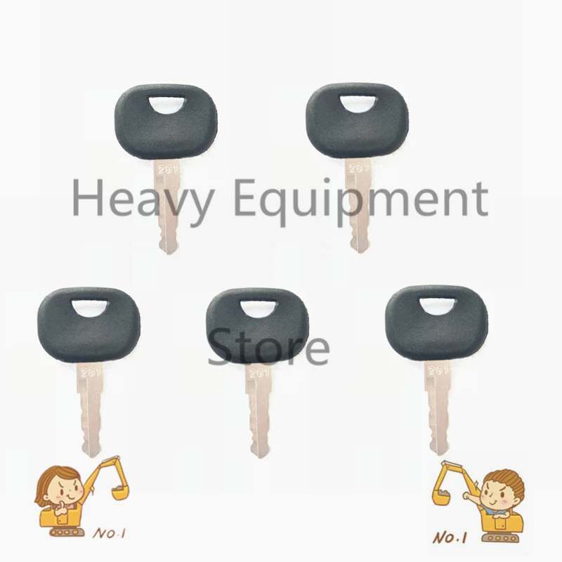 5 Pcs Construction Equipment  Ignition key For Atlas Takeuchi  NR. 201  Wheel Loader 3643912 Fit TW65 TW80