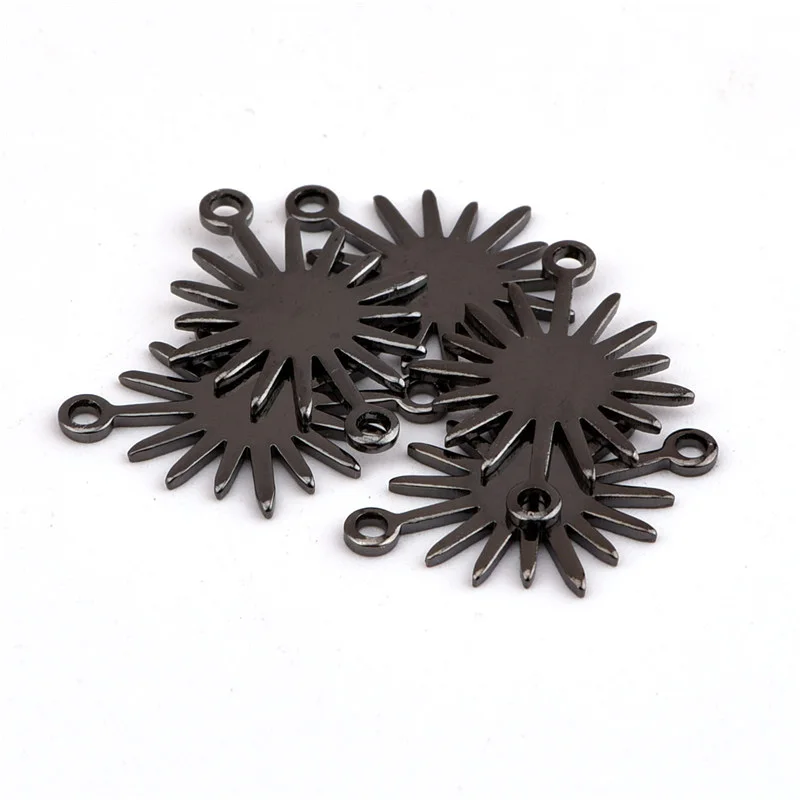 18 * 13.2mm Brass Double Hanging Glossy Sun Flower Small Sun Charm Pendant DIY Bracelet Necklace Accessories