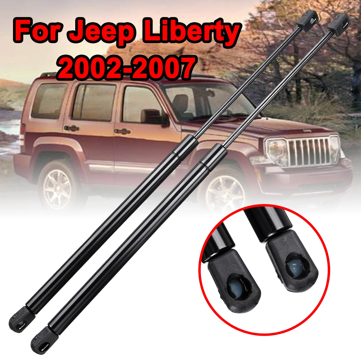 Molas a gás para motores dianteiros jeep liberty 2002-2007, suporte para elevação do capô, haste de apoio, molas a gás, amortecedores, 2 peças