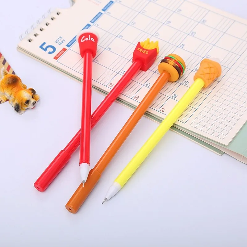 20PCs Creative Ice Cream Gel Pens Set Fries Cola Burger Cute Pen Kawaii Stationery Student Neutral Pen Cartoon Office Supplies