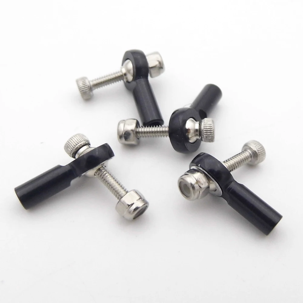 4PCS Tie Rod End 2mm Linkage Rod End Metal Ball Head M2 Push Pull Rod End Joint for RC Car Boat Airplane Helicopter Model