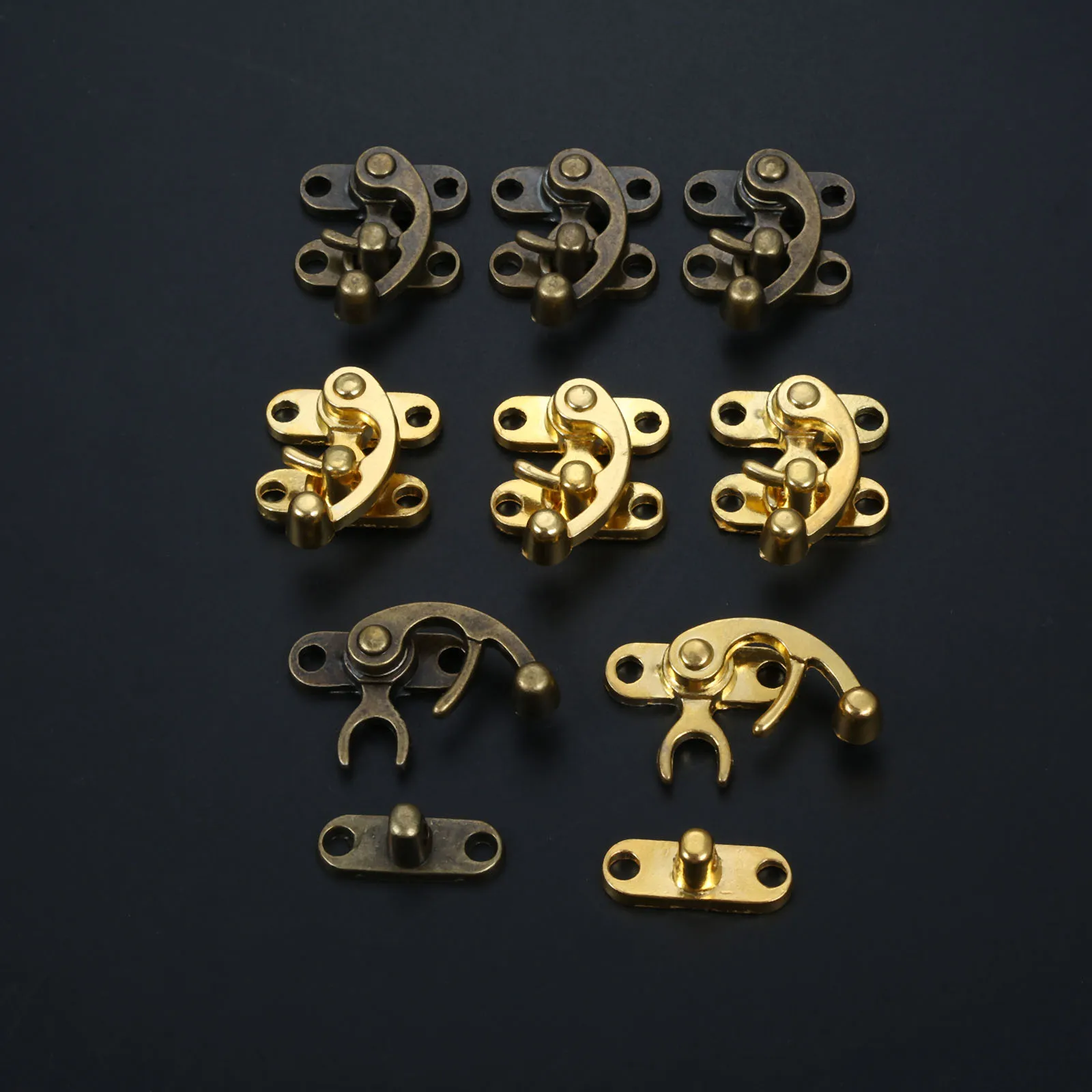 2pc Latch Buckle Horn Hasp Padlock Clasp Alloy Hook w/screw Wood Jewelry Box Toggle Lock Antique Bronze/Gold 29*33mm Old Fashion
