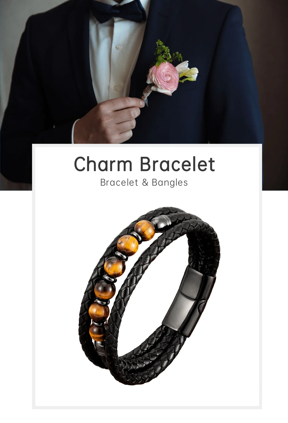 2026 Trendige Mehrschichtige Lederarmbänder für Männer, Schmuck, 9 Stile, Runde Steine, 8mm Perlenarmbänder für Männer und Frauen, Valentinstagsgeschenke – Detail 1