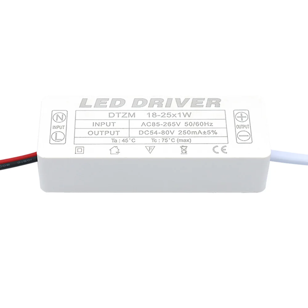 LED Driver 250mA 1-3W 3-5W 4-7W 8-12W 12-18W 18-25W 25-36W LED Power Supply Unit 250mA AC90-265V Lighting Transformers For LEDs