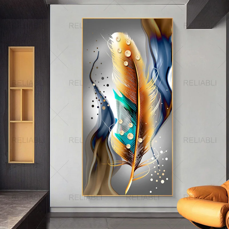 Modern Abstract Nordic Feather Lines Wall Art Pictures Canvas Painting Posters and Prints for Living Room Home Decor No Frame