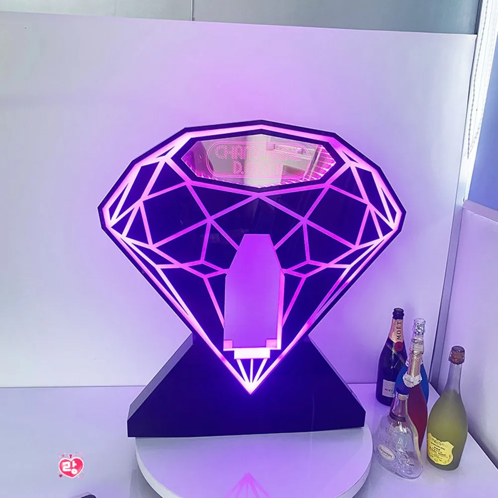 Diamond LED Light bar acrylic wine stand bottle display rack Bottle Presenter with base