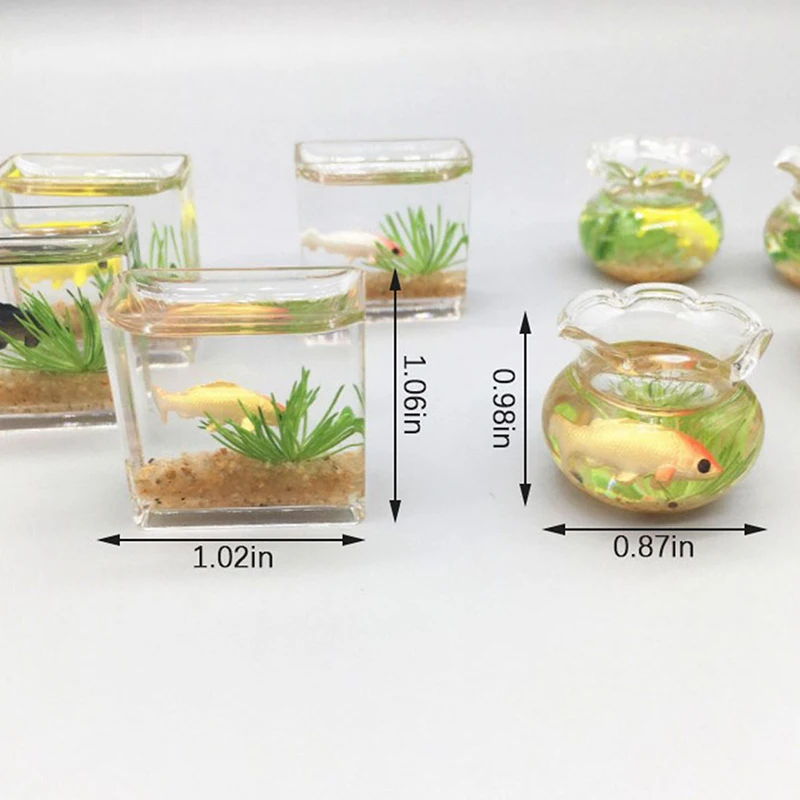 1Pc New Dollhouse Miniature Glass Fish Tank Bowl Aquarium Doll House Home Ornament