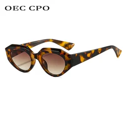 OEC CPO Fashion Punk Oval Sunglasses Women Vintage Cat Eye Sunglasses Men Steampunk Leopard Orange Glasses UV400 Eyewear O771